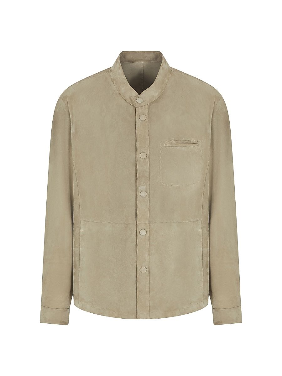 Men's Suede Snap-Front Jacket - Tan - Size 44