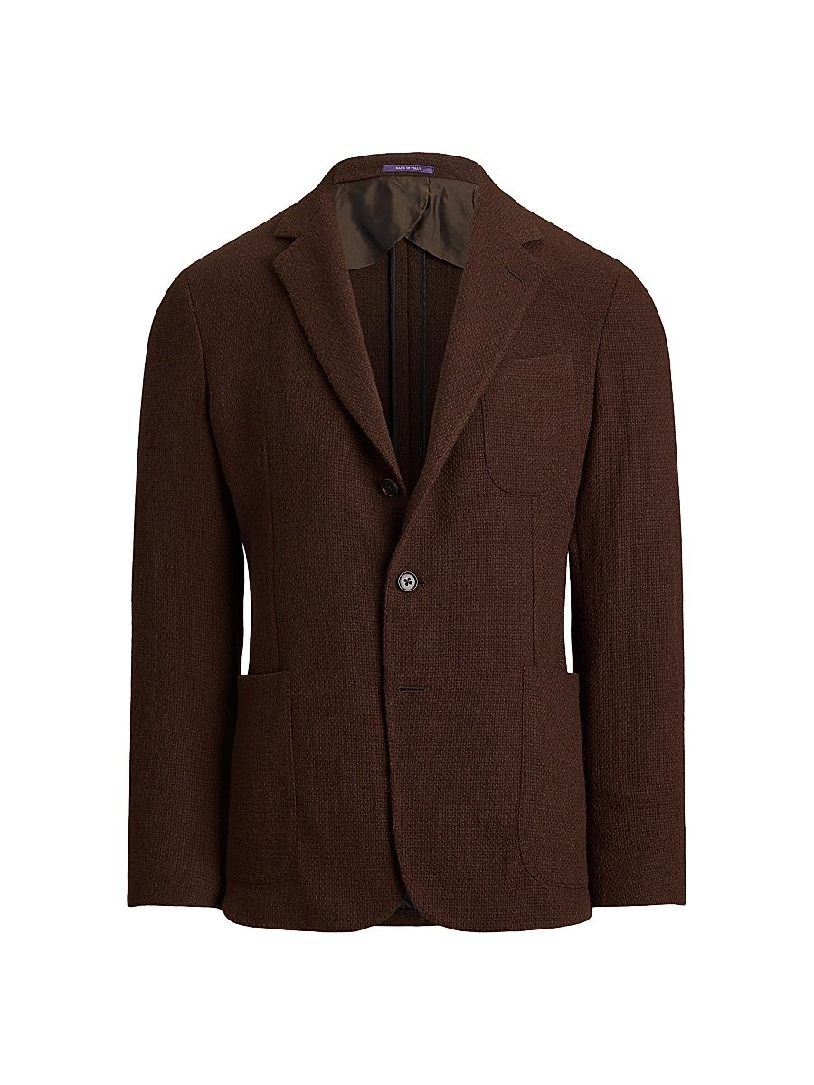 Men's Grant Textured Open Weave Single-Breasted Jacket - Brown - Size 50
