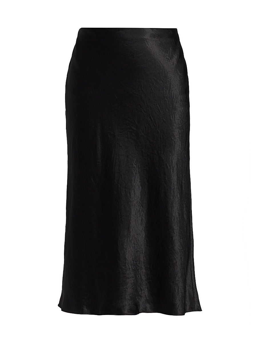 Women's Satin Midi-Skirt - Black - Size 22