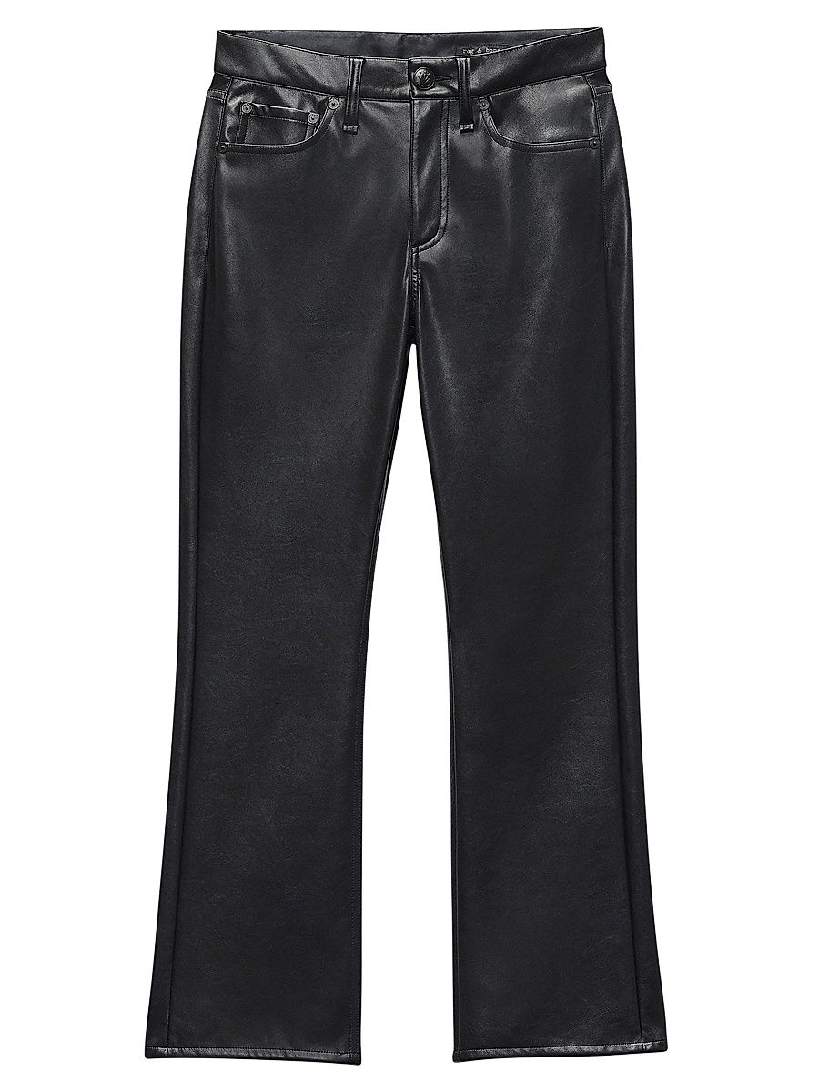 Women's Peyton Faux Leather Flared Jeans - Black - Size 32