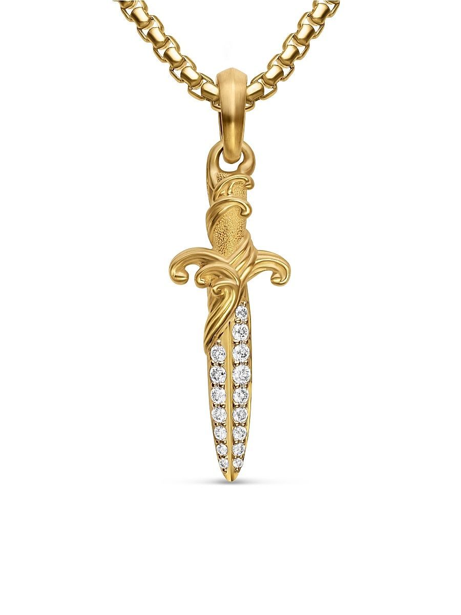 Men's Waves Dagger Amulet in 18K Yellow Gold - Gold