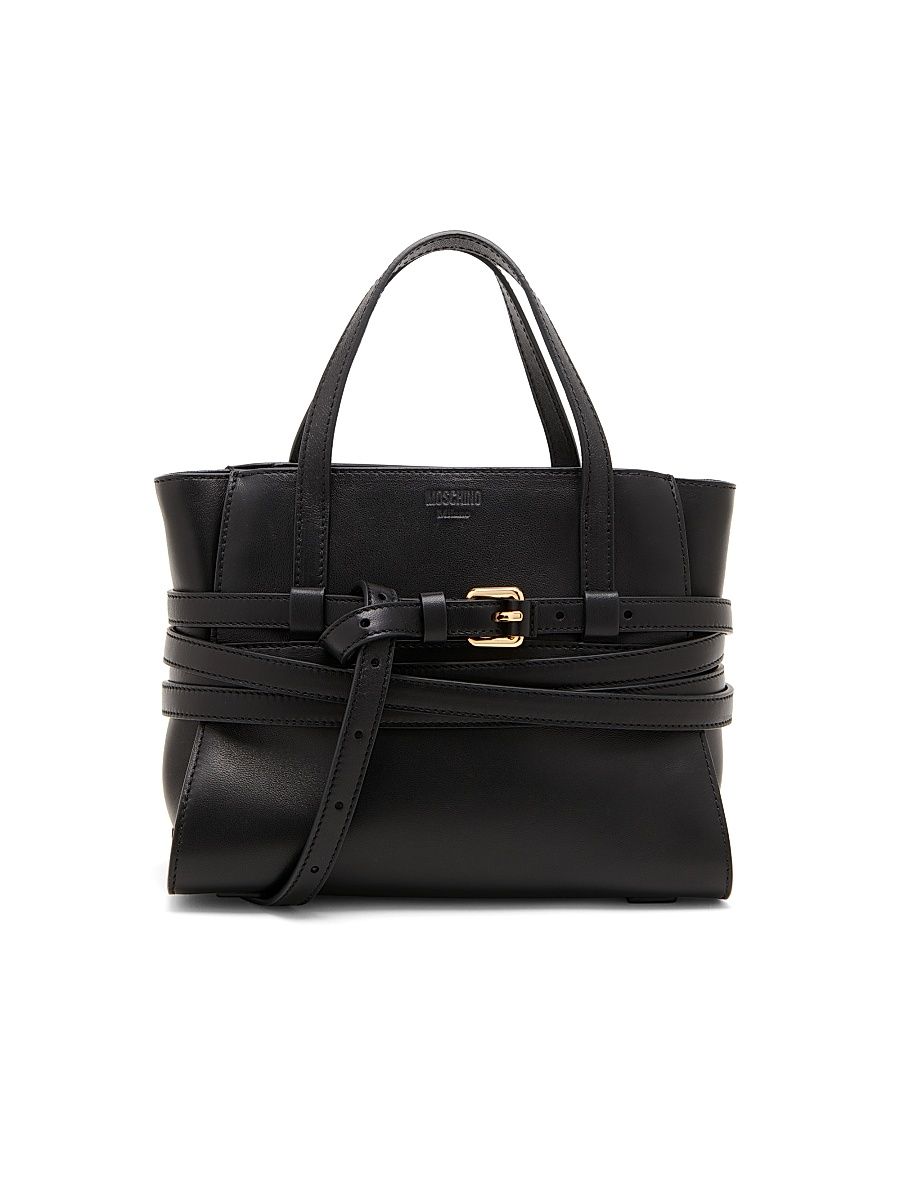 Women's Tie Me Leather Shoulder Bag - Black