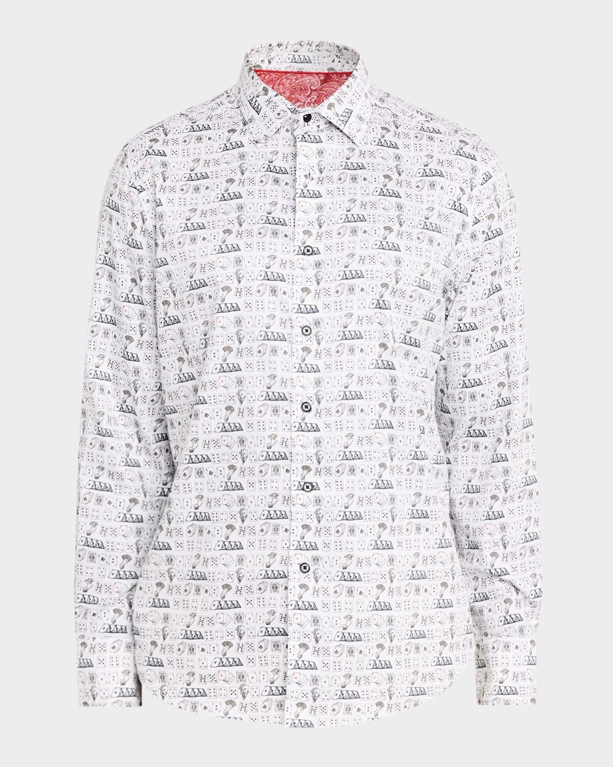 Men & apos;s 52 Pick Up Playing Card Cotton-Stretch Sport Shirt