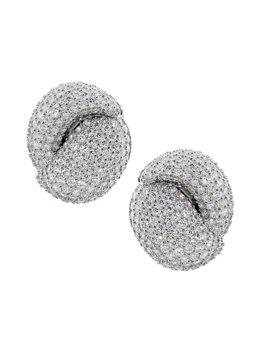 Women's Knot Rhodium-Plated & Cubic Zirconia Stud Earrings - Rhodium