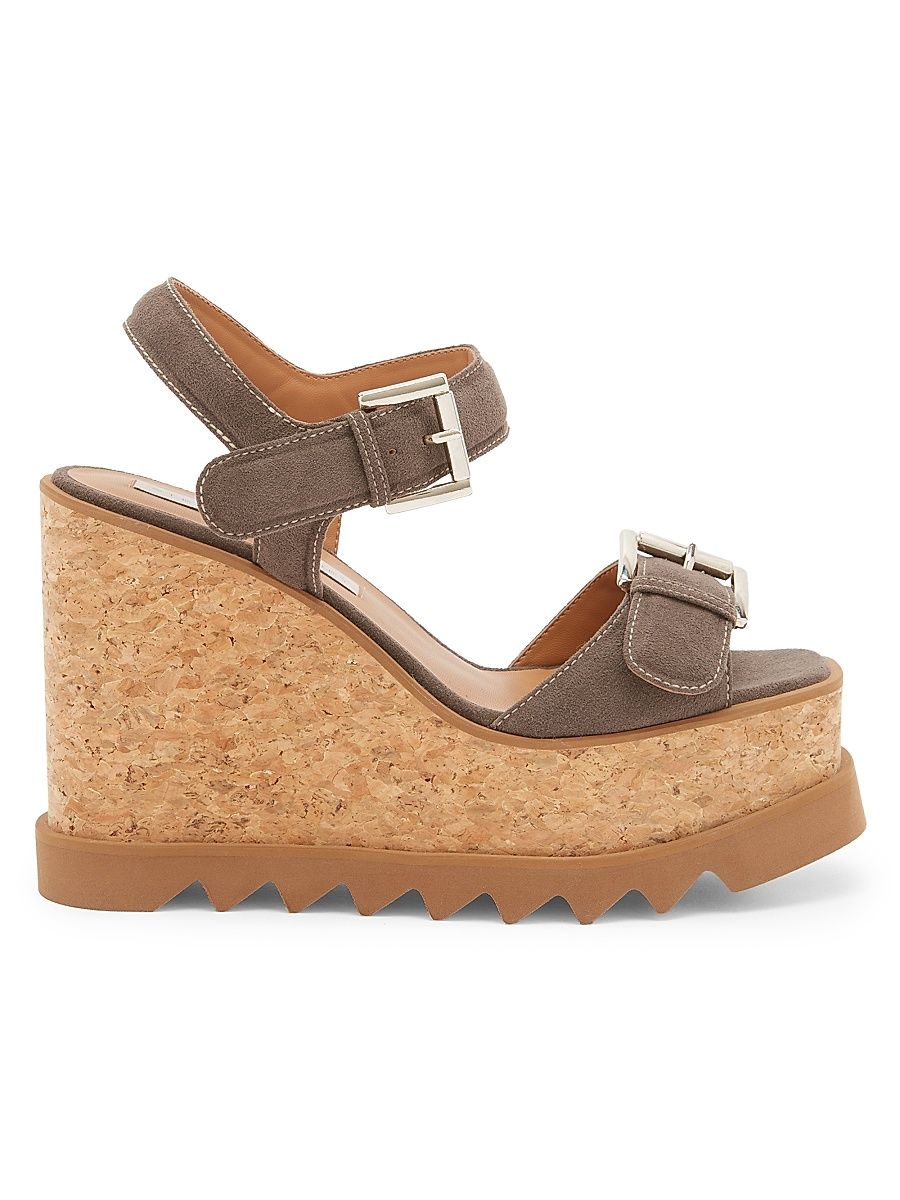 Women's Sneakelyse 120MM Buckle Wedge Sandals - Dark Taupe - Size 6