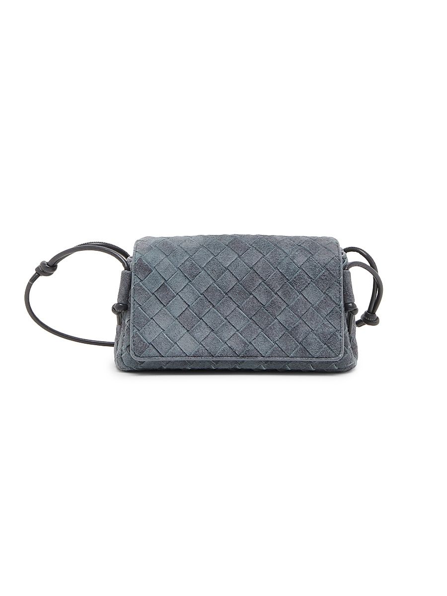 Women's Notturno Intreciato Suede Pouch - Cloudy Indigo