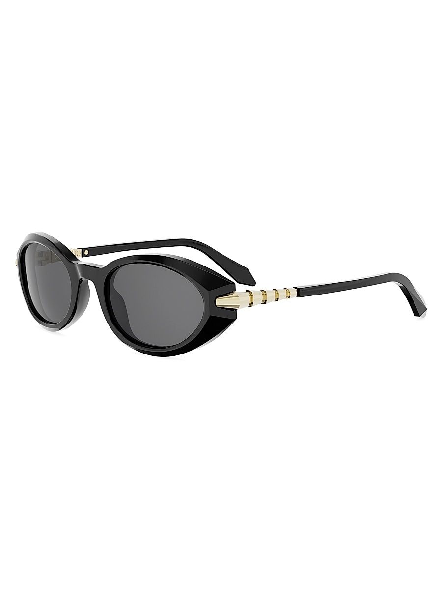 Women's Serpenti Viper 51MM Oval Sunglasses - Shiny Black Smoke