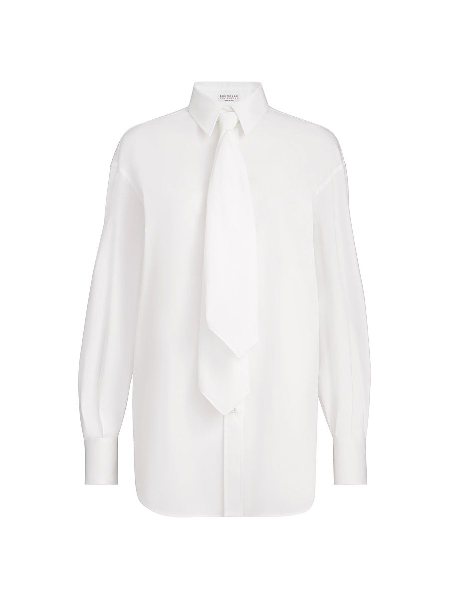 Women's Stretch Cotton Poplin Shirt - White - Size XXL