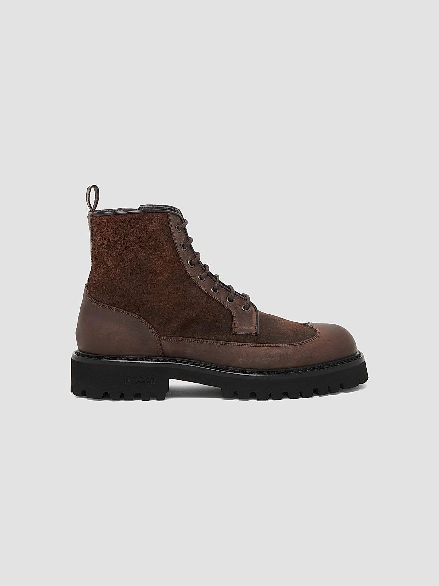 Men's Leather Ankle Boots - Dark Brown - Size 7