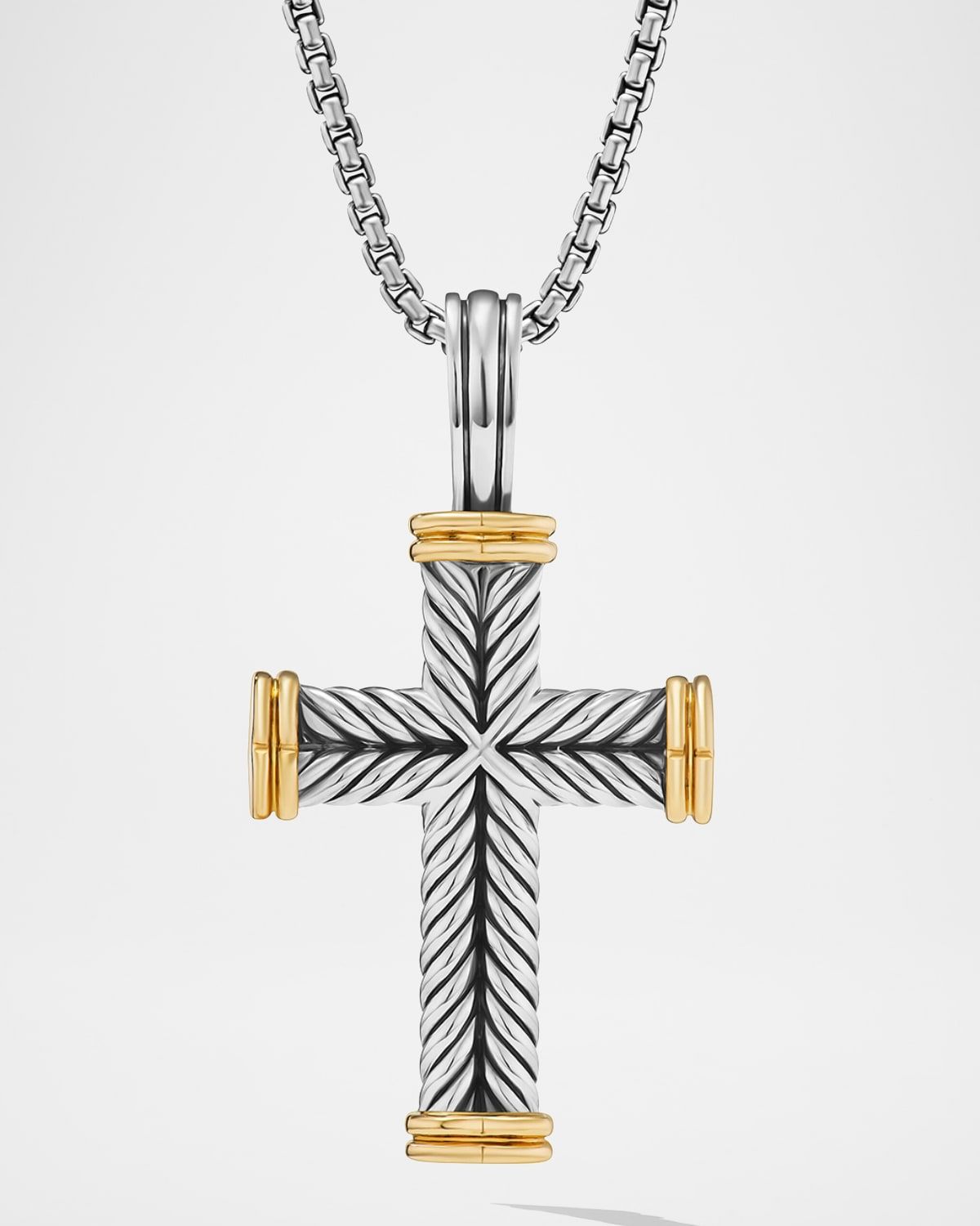 Men & apos;s Chevron Cross Pendant in Silver, 24mm