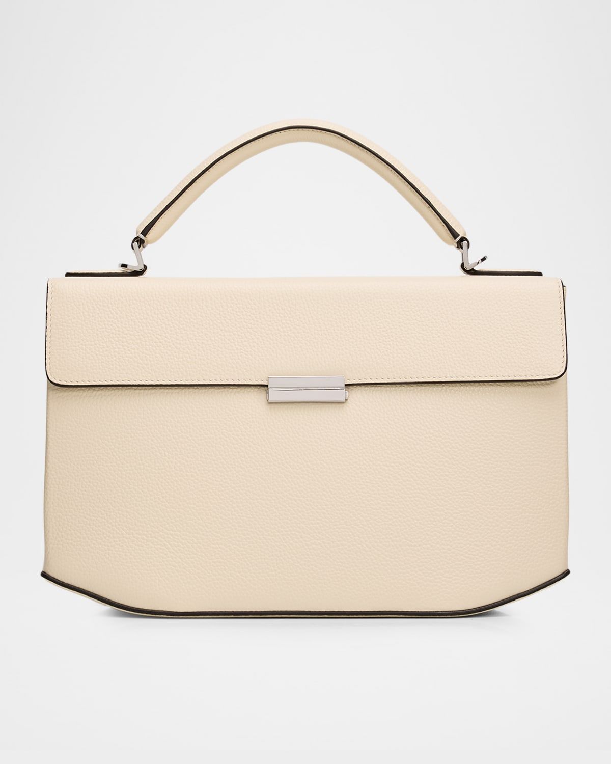 Geometric Grain Leather Top-Handle Bag