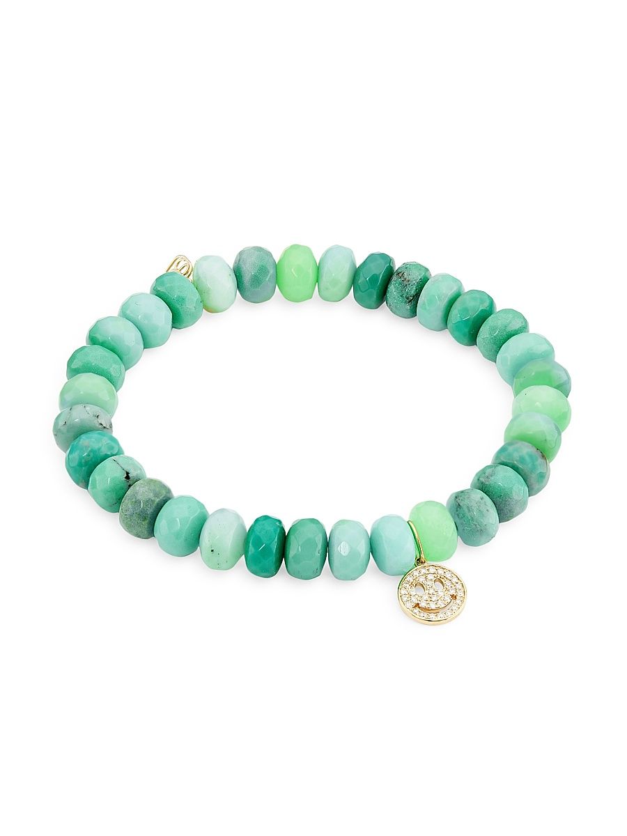 Women's Icon 14K Yellow Gold, Diamonds & Green Opa Bracelet