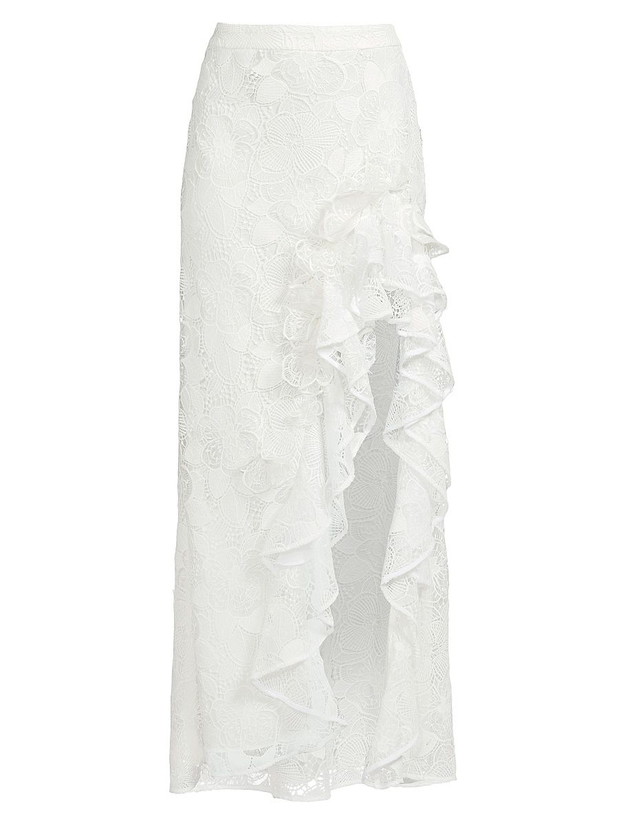 Women's Bari Floral Lace Maxi Skirt - White - Size 10