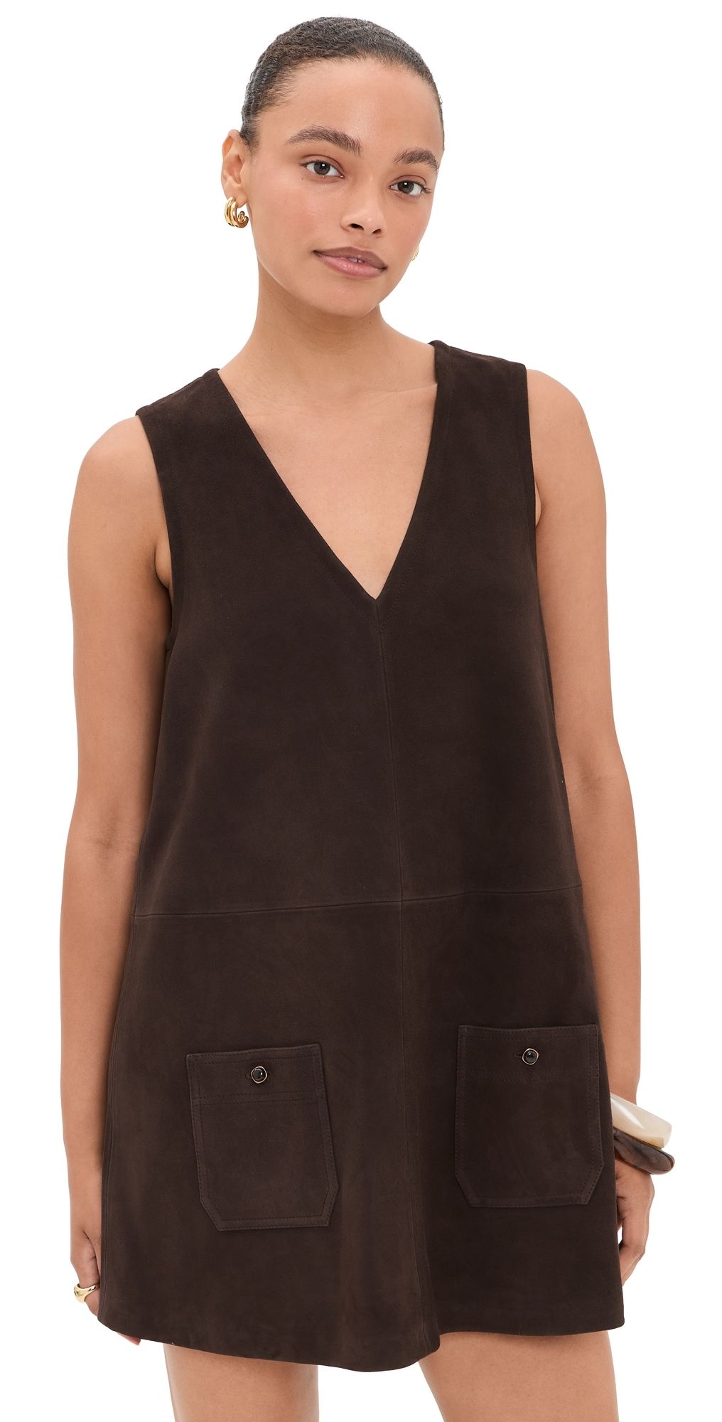 FRAME Suede Safari Tent Dress Dark Brown XL