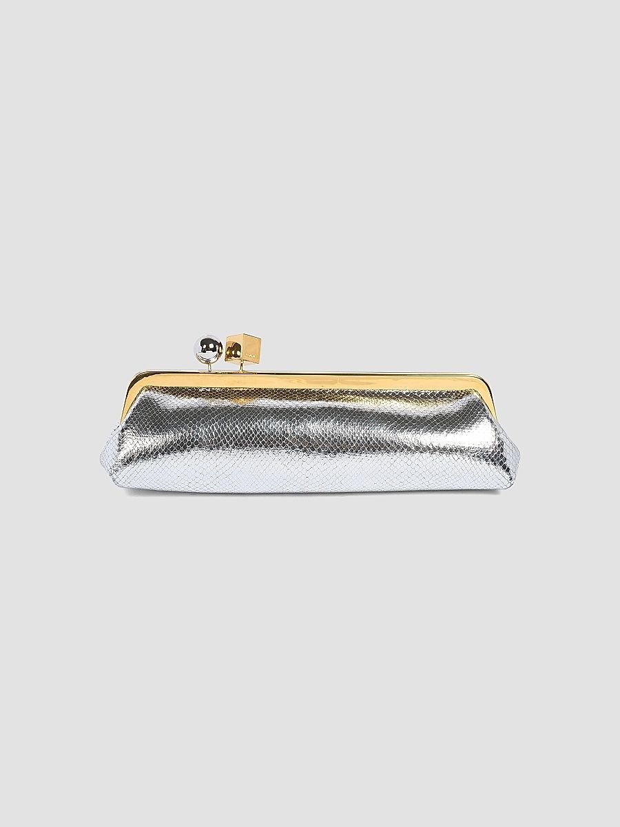 Jacquemus Women's La Pochette Salon Metallic Leather Convertible Clutch - Silver