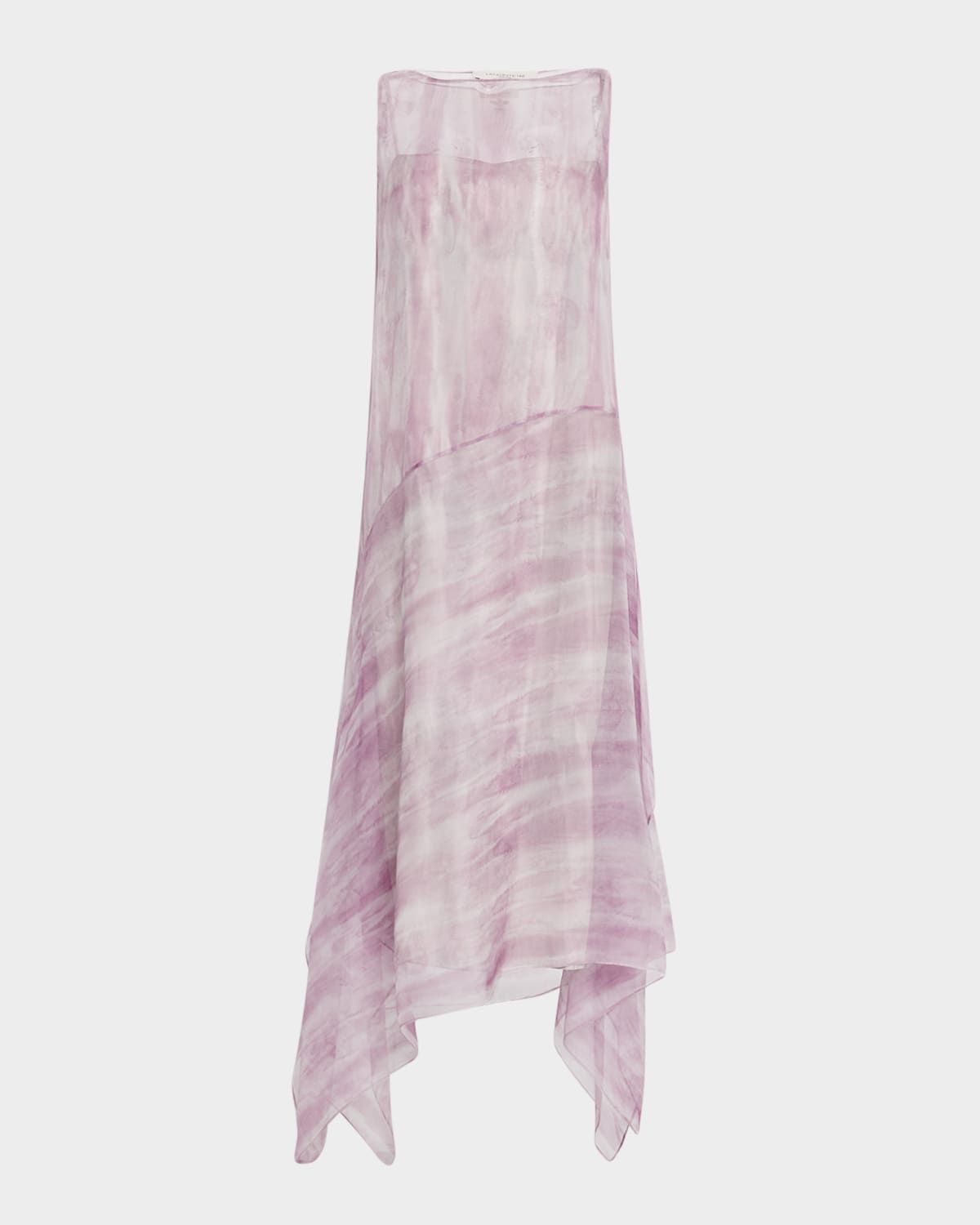 High-Low Handkerchief Silk Crepon Maxi Dress