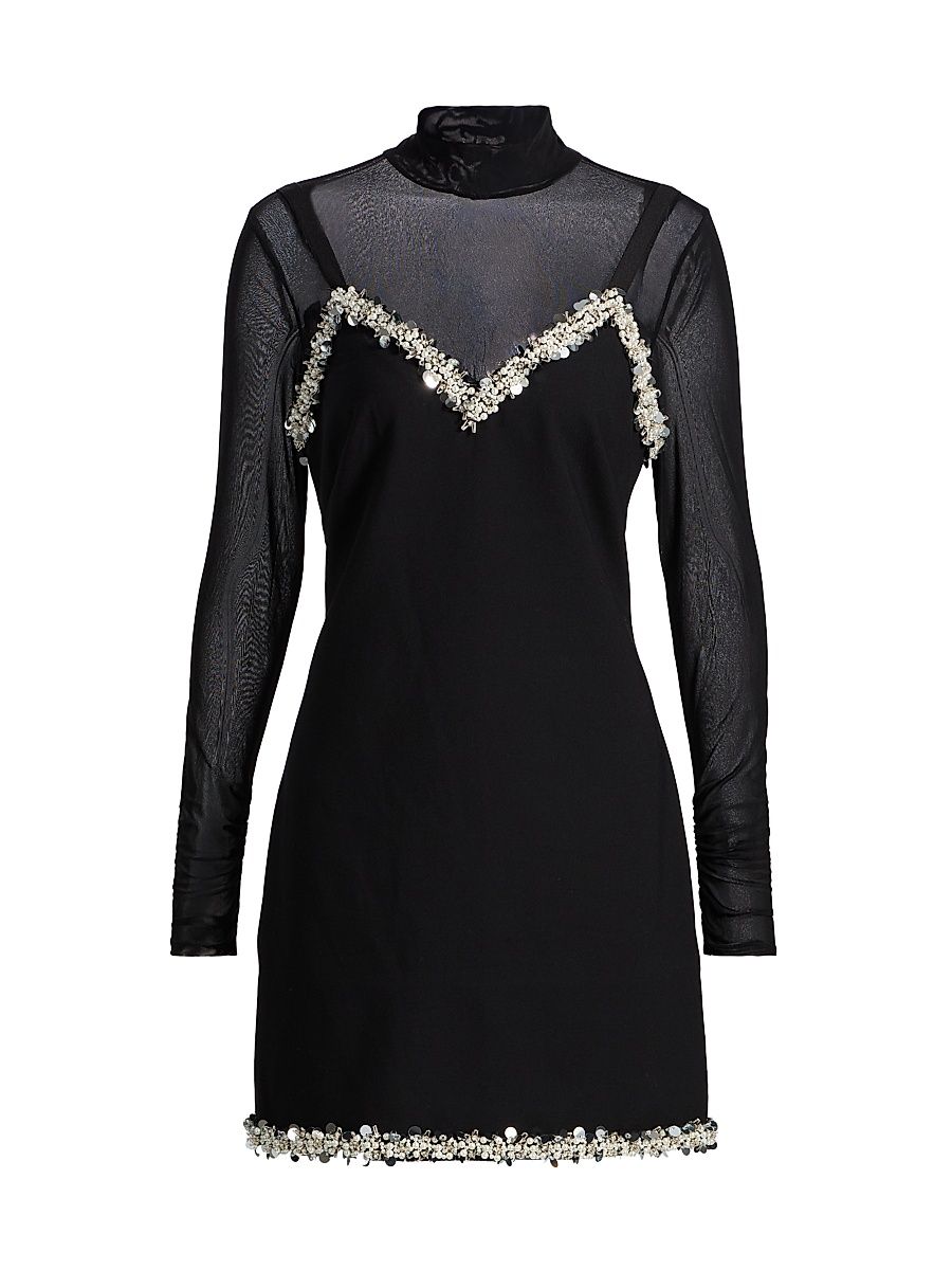 Women's Londyn Imitation Pearl & Sequin-Embellished Minidress - Black - Size 14