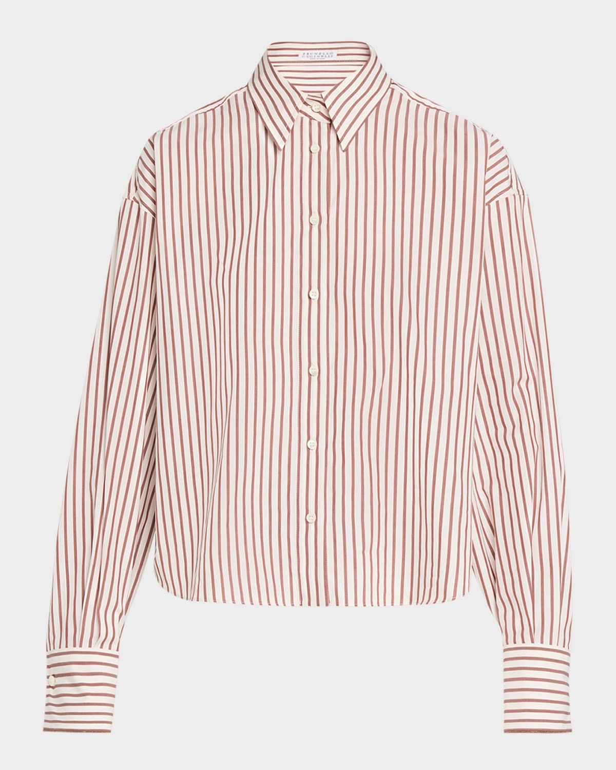 Striped Cotton Poplin Button-Down Shirt