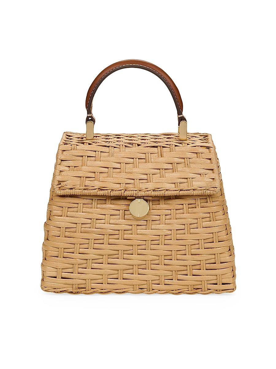 Women's Sybil Rattan & Leather Top Handle Bag - Light Toasted Natural