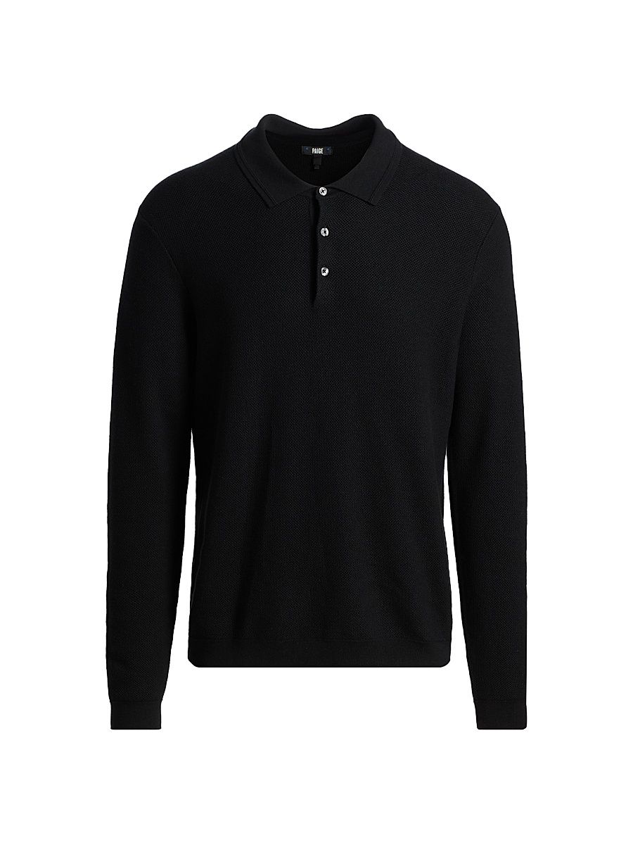 Men's Selwyn Cotton-Blend Polo Sweater - Black - Size XL