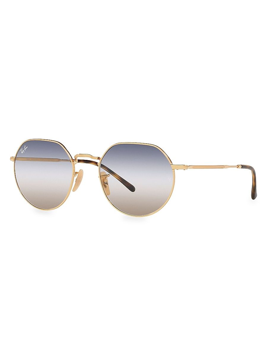 Men's RB3565 53MM Round Geometric Sunglasses - Gold