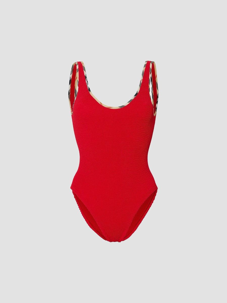 Burberry Women's Burberry x Hunza G Faye Check One-Piece Swimsuit - Red