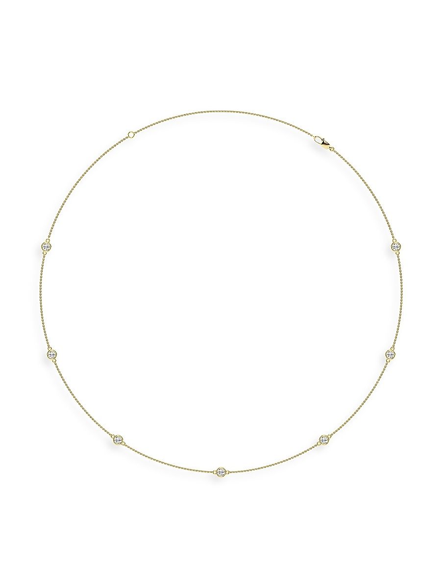 Women's 14K Yellow Gold & Lab-Grown 7-Diamond Station Necklace/0.70-2.10 TCW - 1.40 Tcw - Size 22