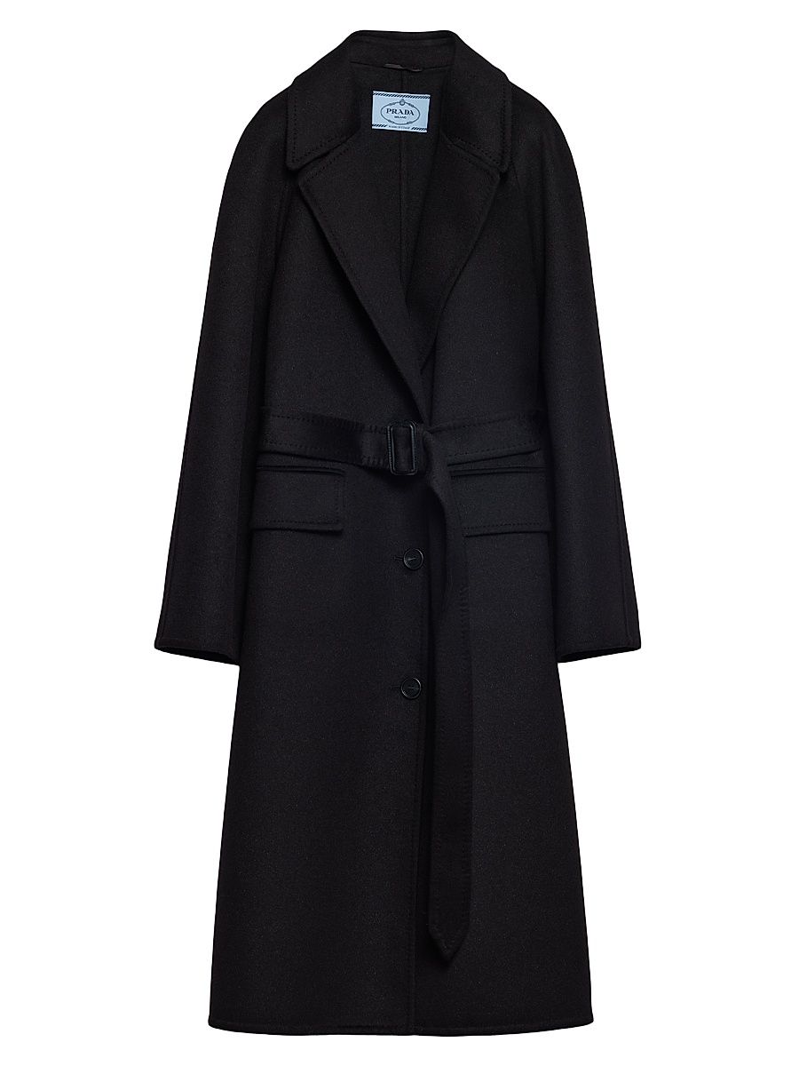Women's Single-Breasted Cashgora Coat - Black - Size 8