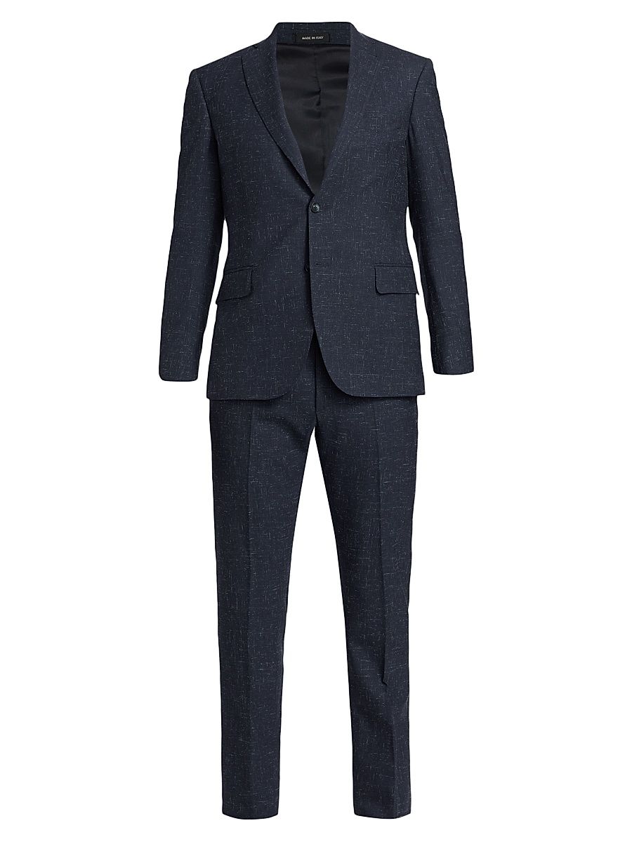 Men's COLLECTION Spacedye Wool Suit - Navy Blazer - Size 46
