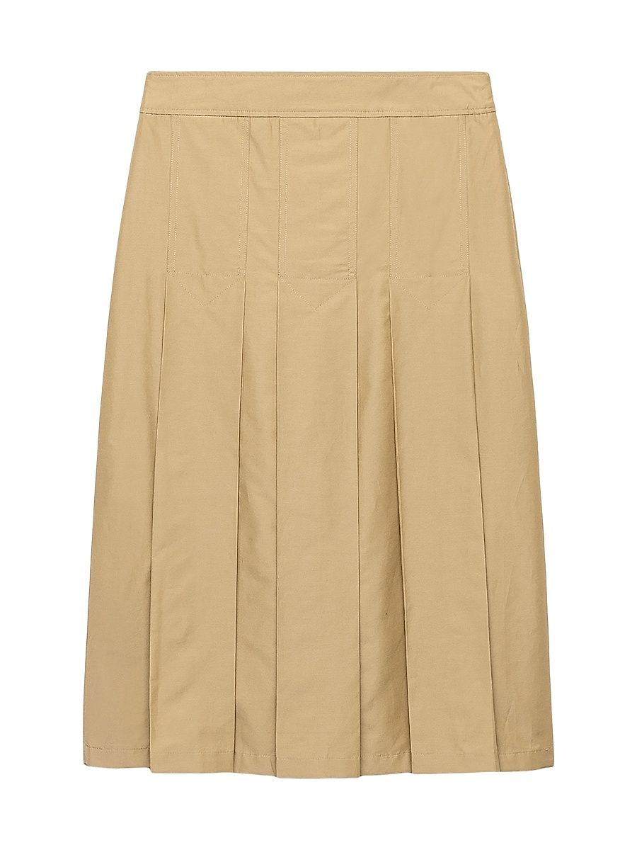 Women's Pleated Technical Fabric Skirt - Brown - Size 0
