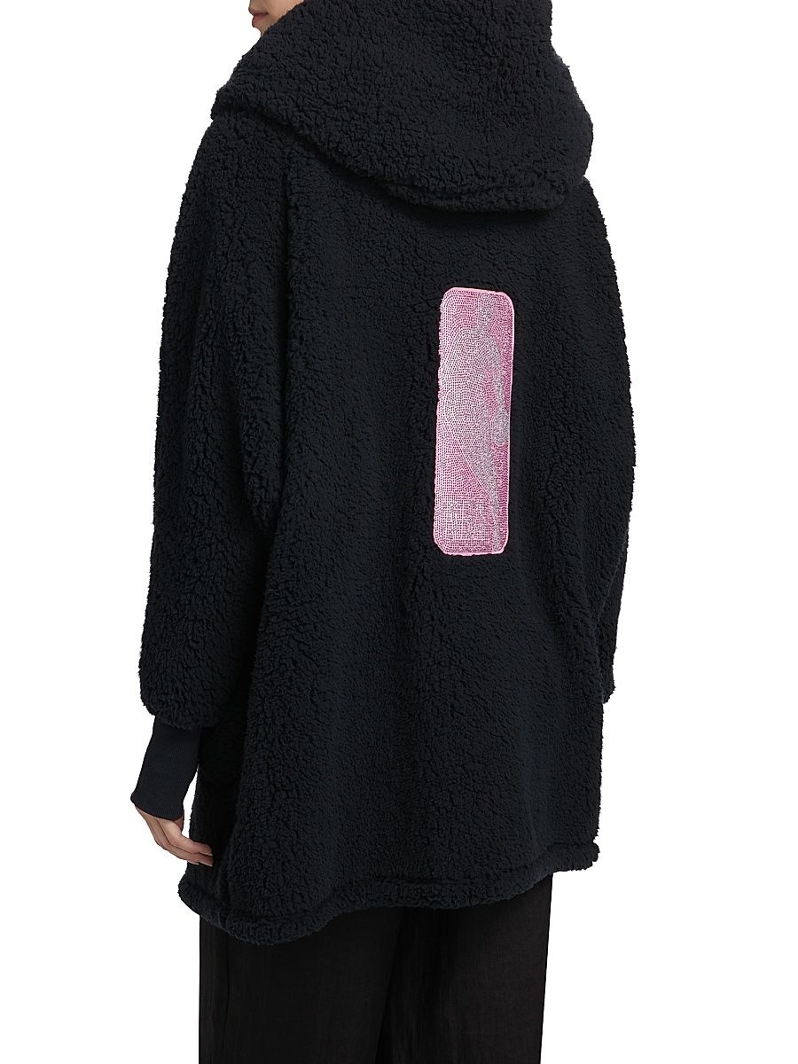 Women's The Best Lounger In The World Embellished NBA Sherpa Hooded Jacket - Black - Size XL