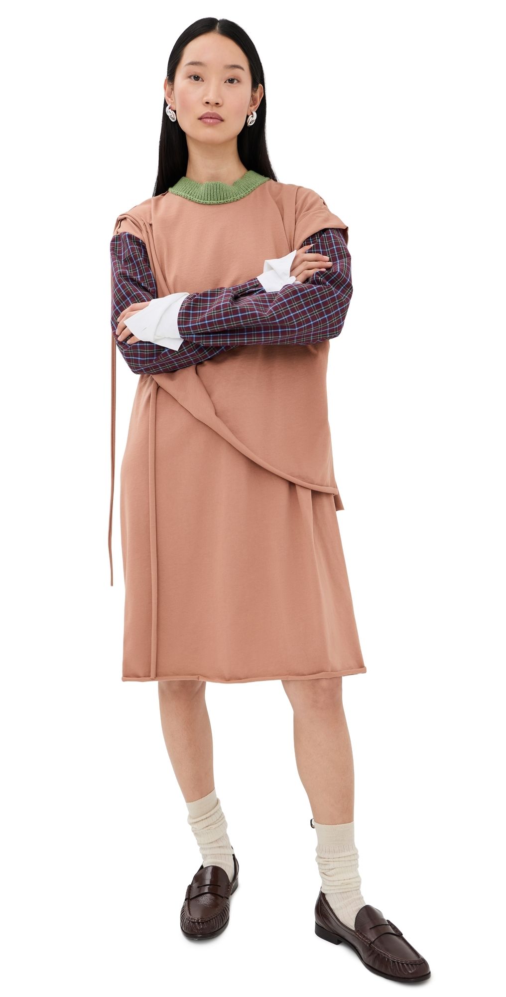 Meryll Rogge Jersey Draped T-Shirt Dress Brown S