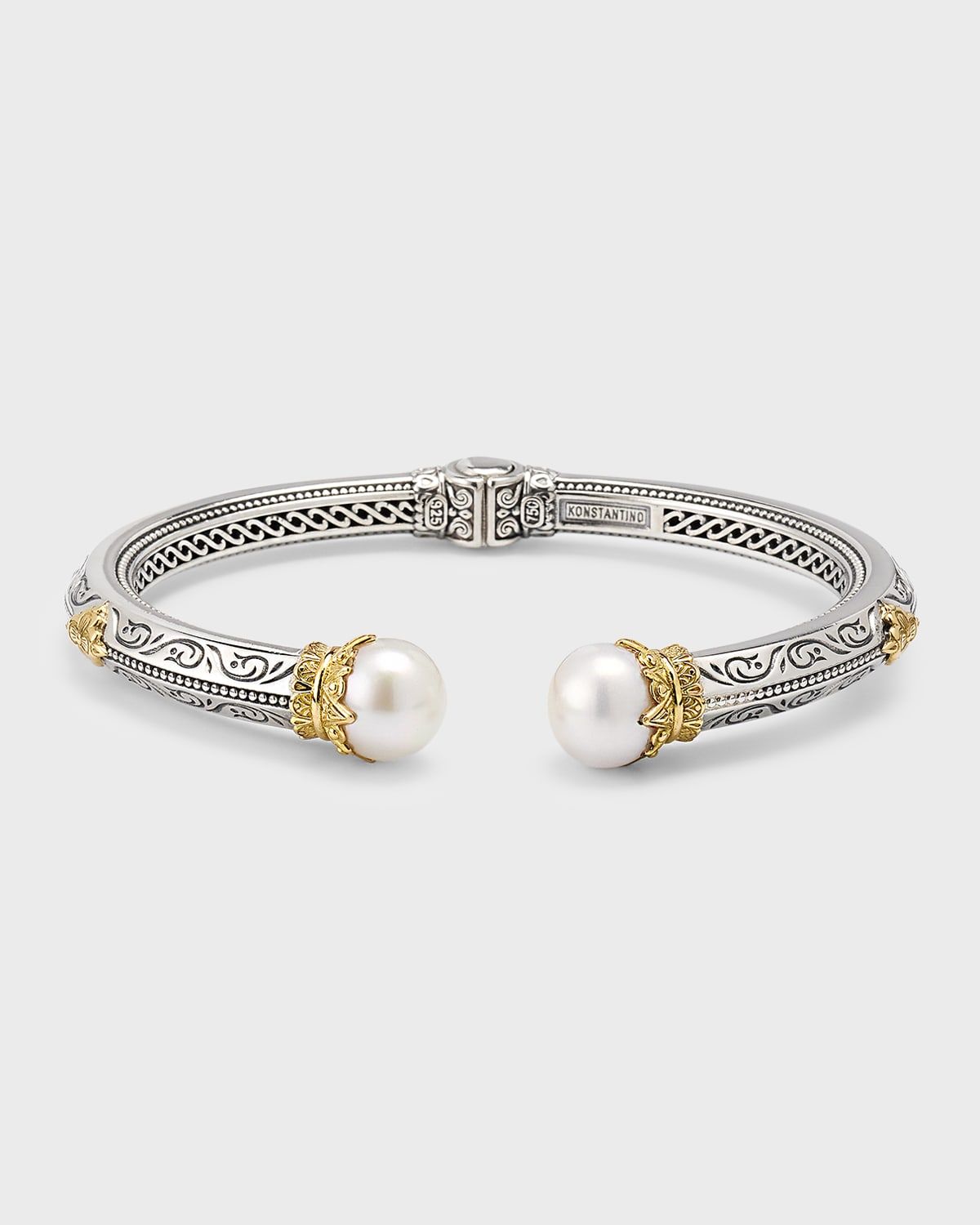 Silver and 18K Gold Cuff Bracelet with Pearls