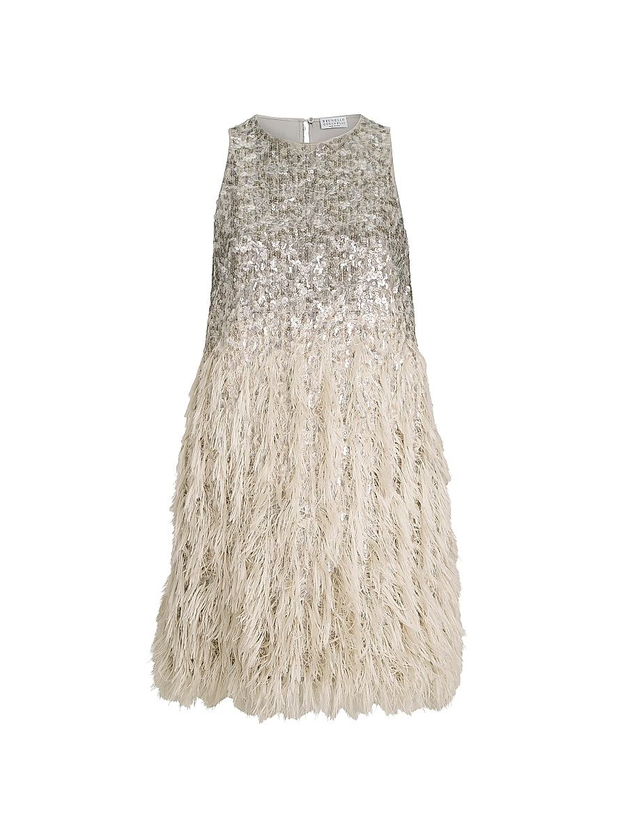 Women's Dazzling Degrade Mini Dress in Cotton and Silk Fil Coupe - Grey - Size XXS