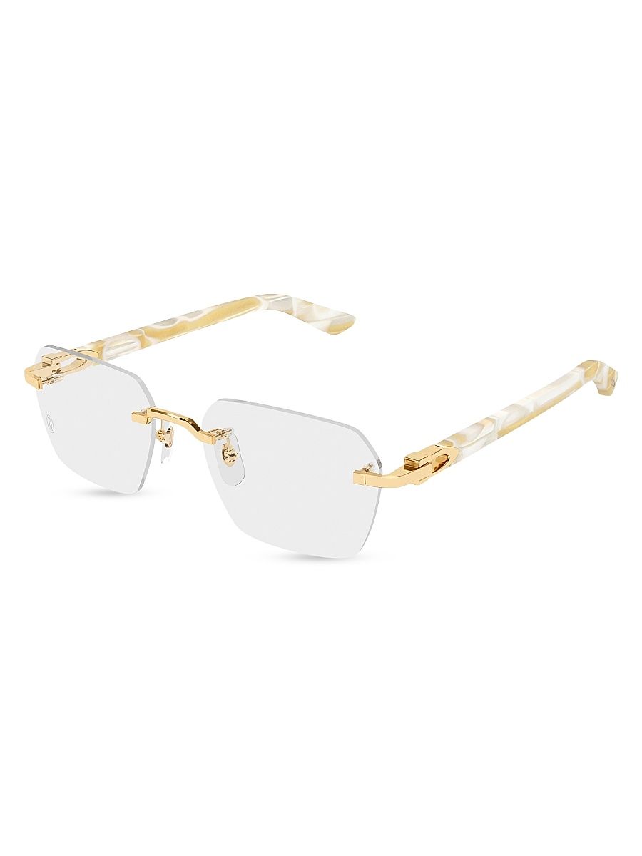 Men's C Decor 24K-Gold-Plated Rimless Rectangular Optical Glasses - Gold Clear