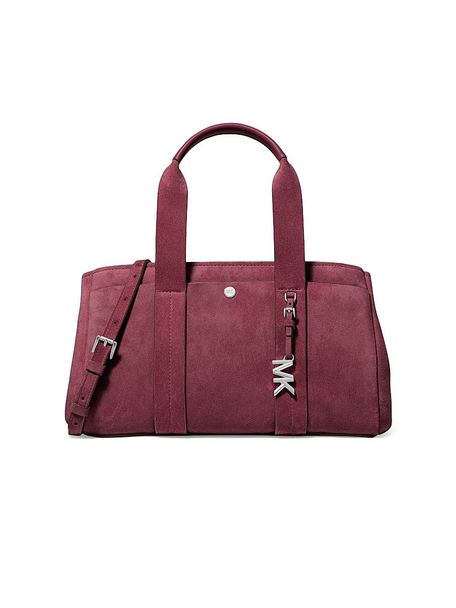 Women's Small Romee Logo Suede Satchel - Oxblood