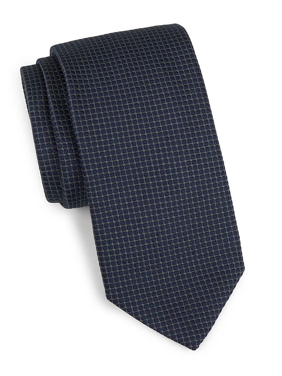 Men's Neat Geometric Silk Tie - Navy