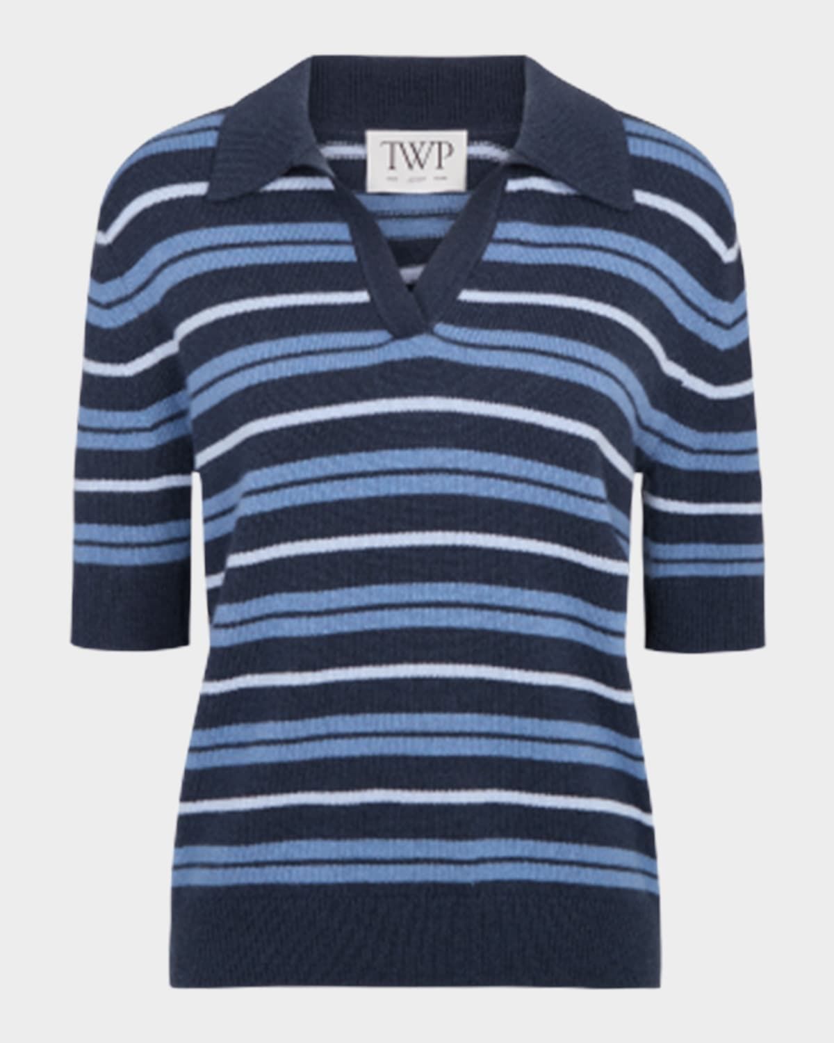 Slightly Oversized Striped Cashmere Polo