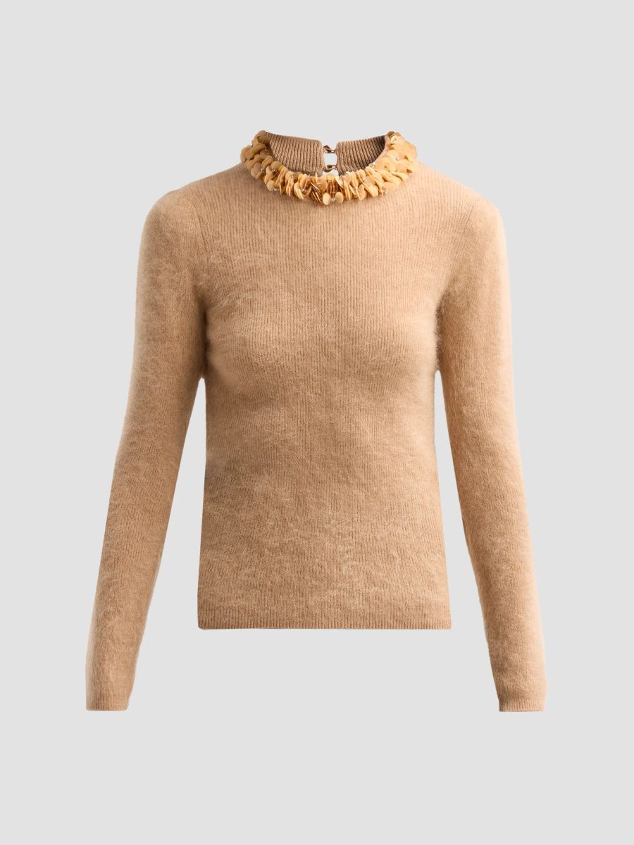 Elie Tahari Women's The Ling Jeweled Cashmere Sweater - Cocoon - Size Small