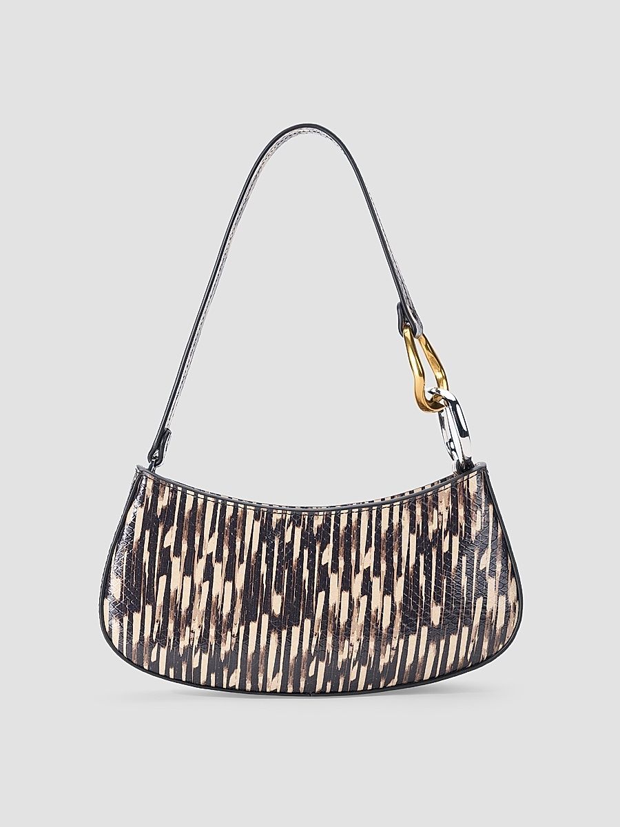 Women's Ollie Printed Embossed Leather Shoulder Bag - Porcupine Quill