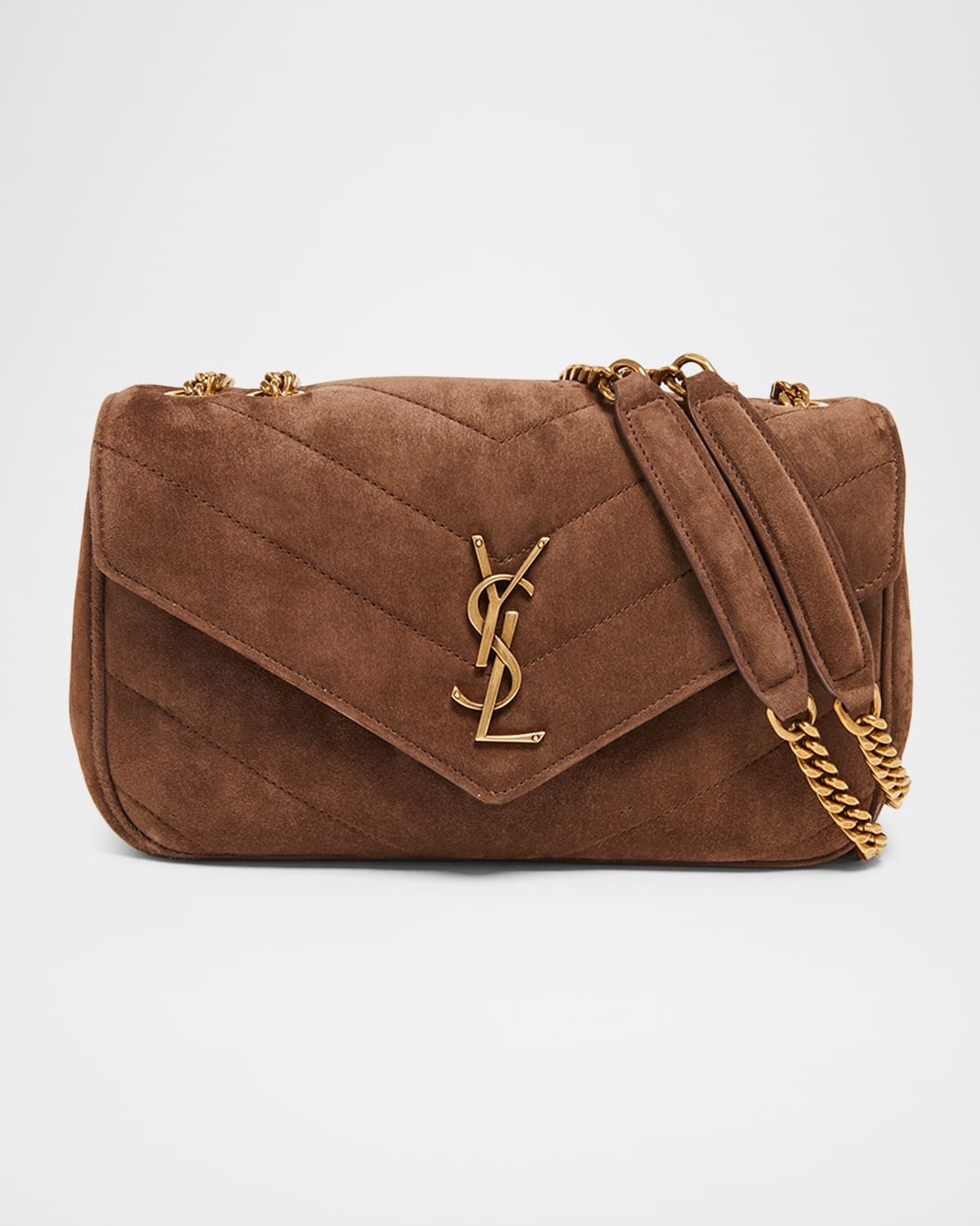 Loulou Small YSL Shoulder Bag in Matelasse Suede