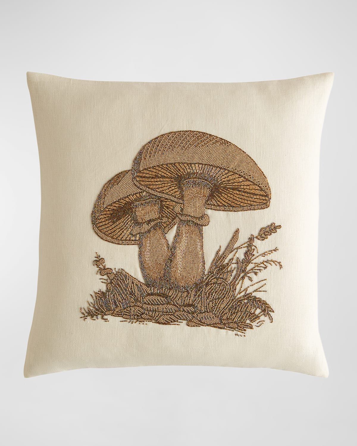 Botanist Mushrooms Beaded Pillow, 22" Square