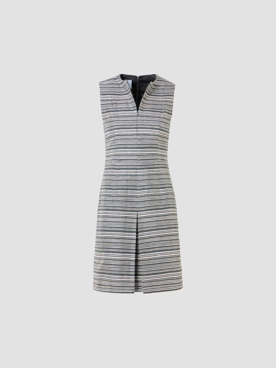 Akris punto Women's Striped Silk Sleeveless A-Line Mini Dress - Black Denim Cream - Size 2