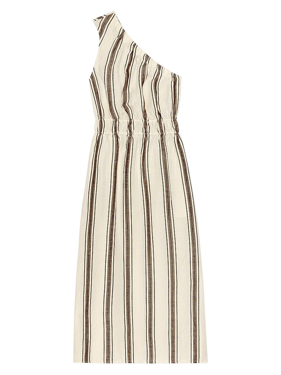 Women's Selani Striped Linen-Blend Midi Dress - Sequoia Stripe - Size XL