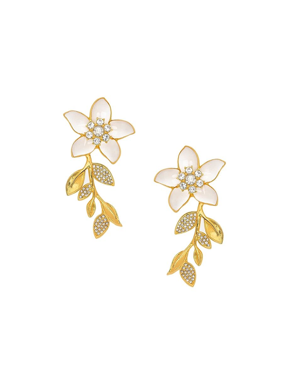 Women's Jasmin 24K-Gold-Plated Brass & Enamel Drop Earrings - Ivory