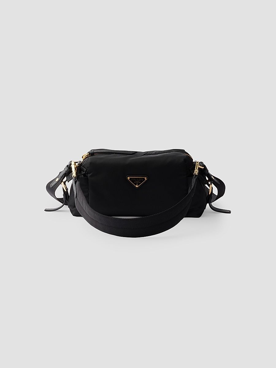 Women's Explore Small Re-Nylon and Leather Shoulder Bag - Black