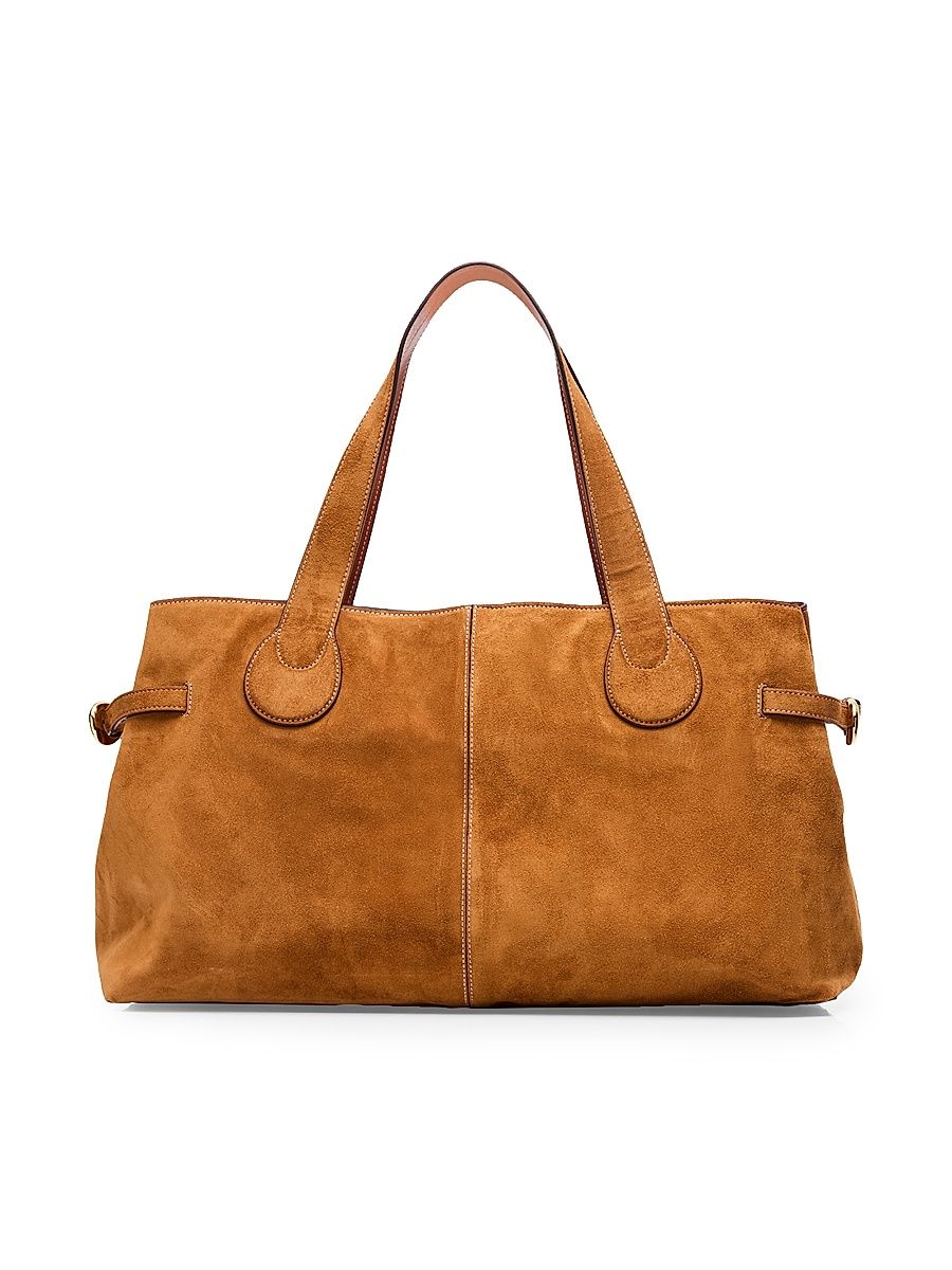 Women's Piper East-West Suede Tote Bag - Tan