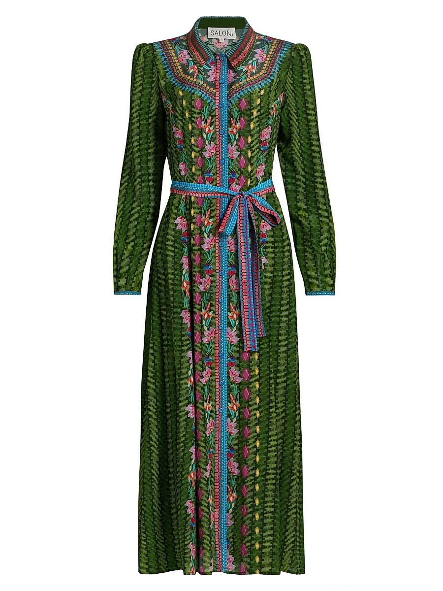 Women's Vanessa-B Floral Midi-Shirtdress - Parterre Flora - Size 10