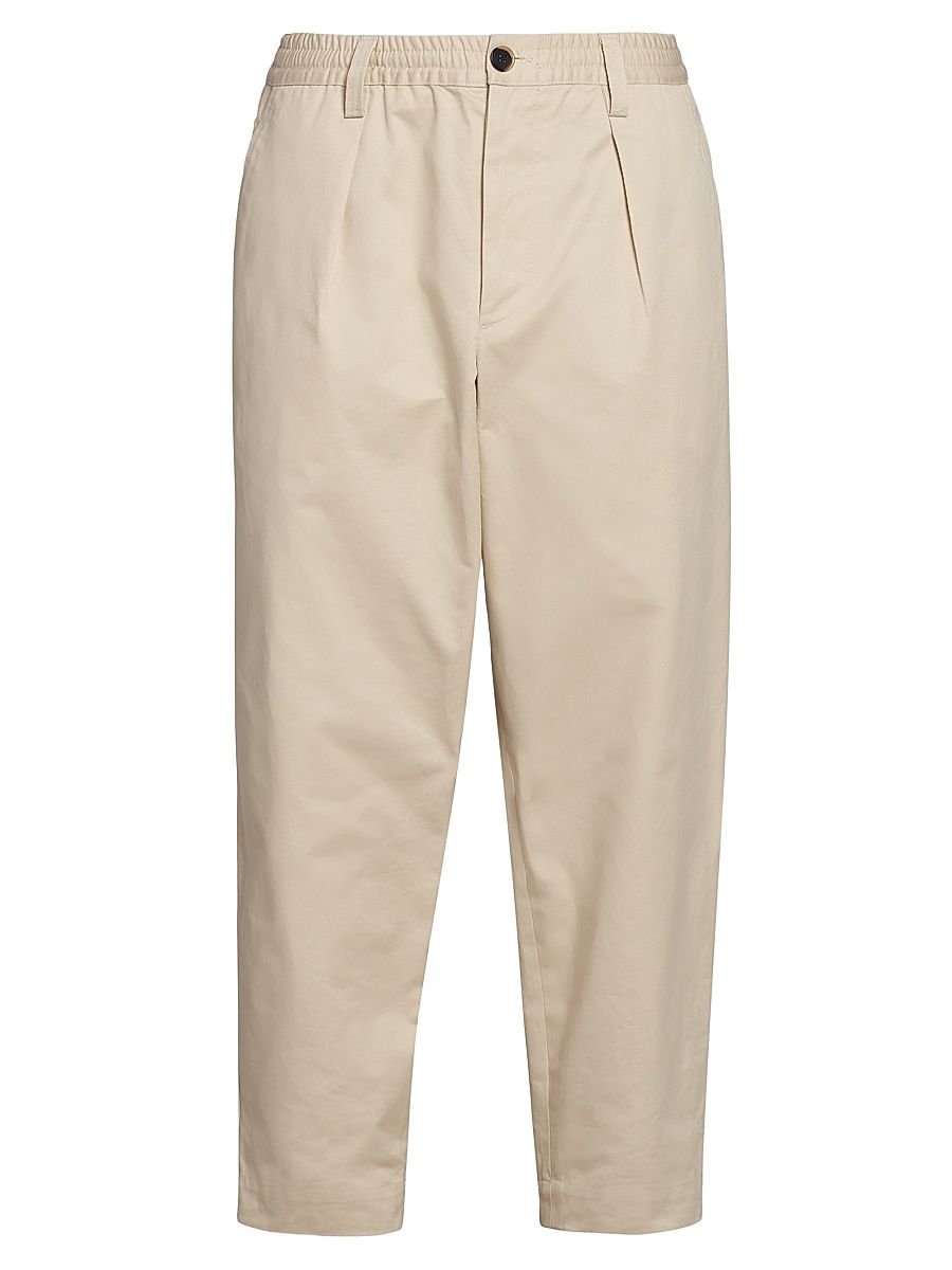Men's Cotton Gabardine Crop Trousers - Ivory - Size 36