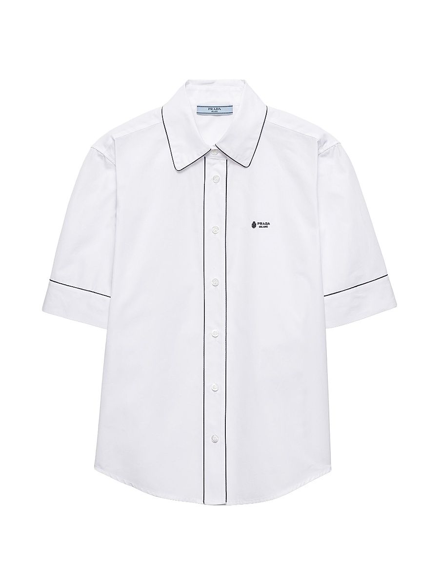 Women's Short-Sleeved Poplin Shirt - White - Size 2
